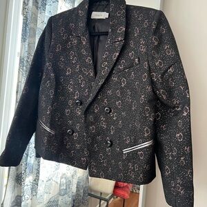 Coach Jacquard Tailored Black and Metallic Floral Women's Blazer